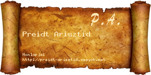 Preidt Arisztid névjegykártya